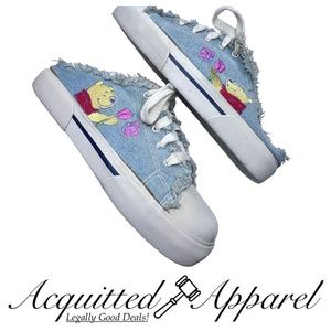 Disney Vintage 90s Winnie The Pooh Raw Edge Denim Sneakers